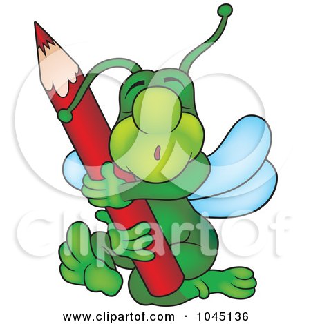 Royalty-Free (RF) Clip Art Illustration of a Bug Hugging A Pencil by dero