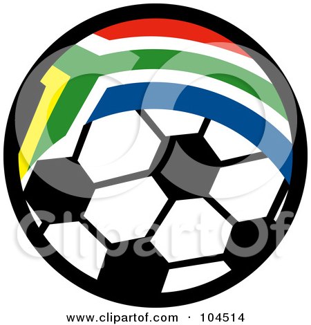 Royalty-Free (RF) Clipart Illustration of a South African Flag Pattern On A Soccer Ball by patrimonio