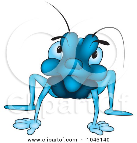 Royalty-Free (RF) Clip Art Illustration of a Blue Bug Glaring by dero