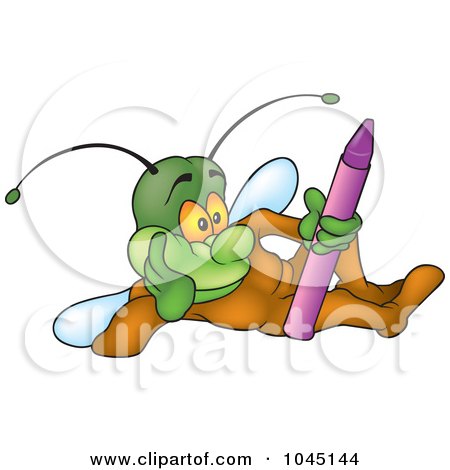 Royalty-Free (RF) Clip Art Illustration of a Bug With A Crayon by dero