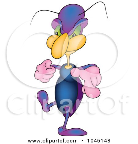 Royalty-Free (RF) Clip Art Illustration of a Walking And Pointing Bug by dero