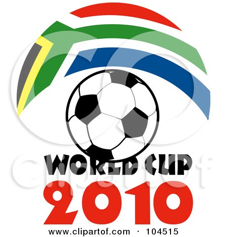 Royalty-Free (RF) Clipart Illustration of a Soccer Ball With World Cup 2010 Text And A South African Flag by patrimonio