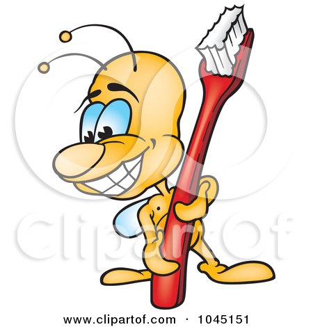Royalty-Free (RF) Clip Art Illustration of a Bug With A Toothbrush by dero