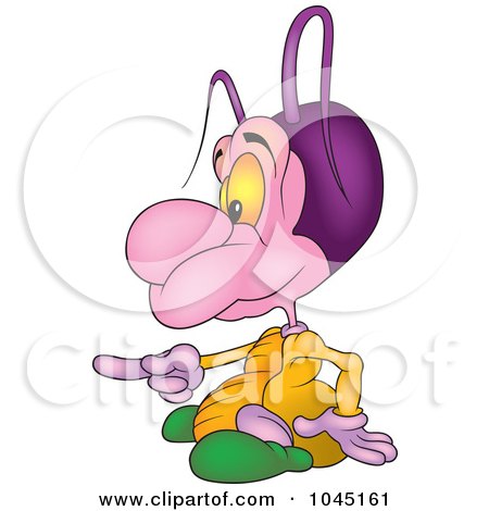 Royalty-Free (RF) Clip Art Illustration of a Pink Bug Pointing by dero