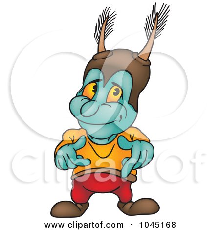 Royalty-Free (RF) Clip Art Illustration of a Turquoise Bug by dero