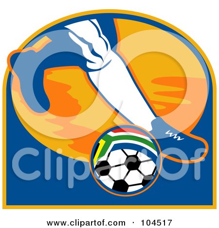 Royalty-Free (RF) Clipart Illustration of a Soccer Player's Foot By A South African Ball by patrimonio