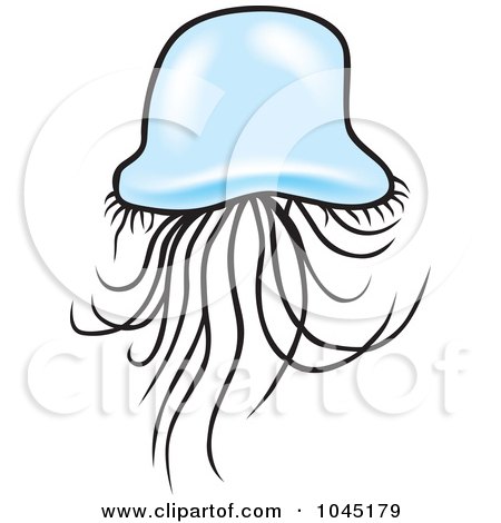 Royalty-Free (RF) Clip Art Illustration of a Blue Jellyfish - 4 by dero