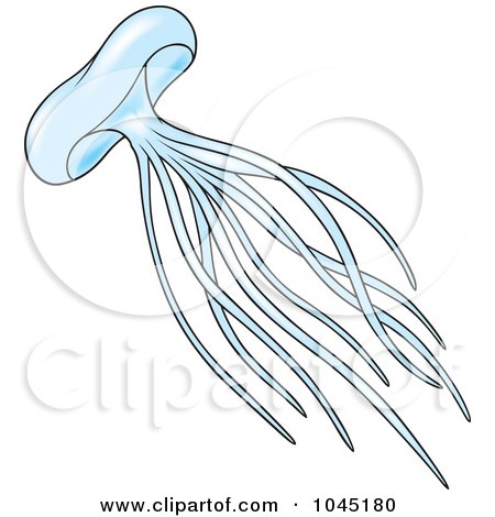 Royalty-Free (RF) Clip Art Illustration of a Blue Jellyfish - 2 by dero