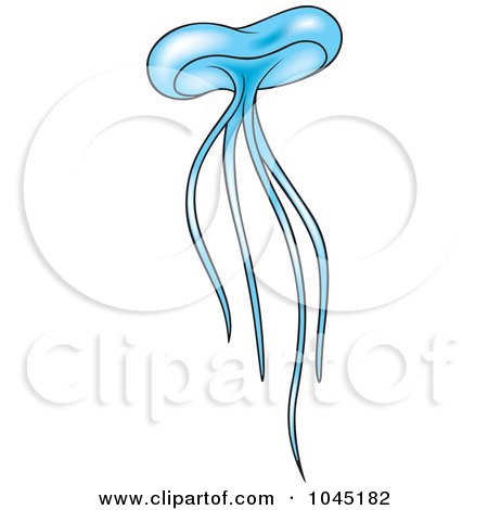 Royalty-Free (RF) Clip Art Illustration of a Blue Jellyfish - 3 by dero