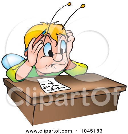 Royalty-Free (RF) Clip Art Illustration of a Beetle Stressing Over A Letter On A Desk by dero