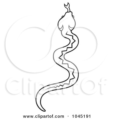 Royalty-Free (RF) Clip Art Illustration of a Black And White Outline Of A Snake by dero