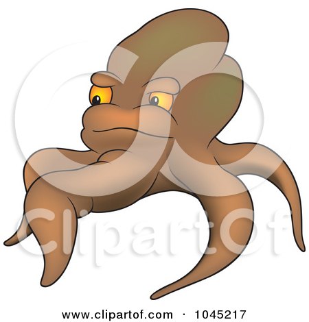 Royalty-Free (RF) Clip Art Illustration of a Brown Octopus by dero