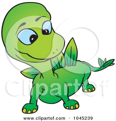 Royalty-Free (RF) Clip Art Illustration of a Green Dino by dero