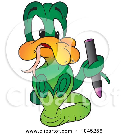 Royalty-Free (RF) Clip Art Illustration of a Cobra With A Crayon by dero