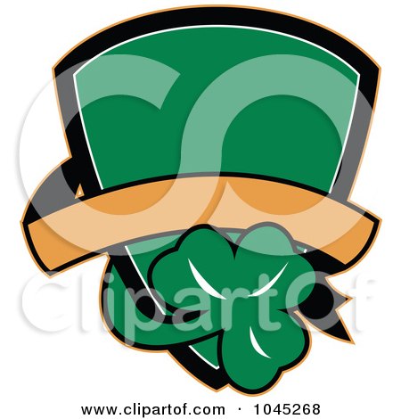 Royalty-Free (RF) Clip Art Illustration of a Green Irish St Patricks Day Shield With A Shamrock by patrimonio