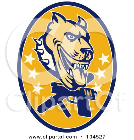 Royalty-Free (RF) Clipart Illustration of a Guard Dog Pit Bull Logo by patrimonio