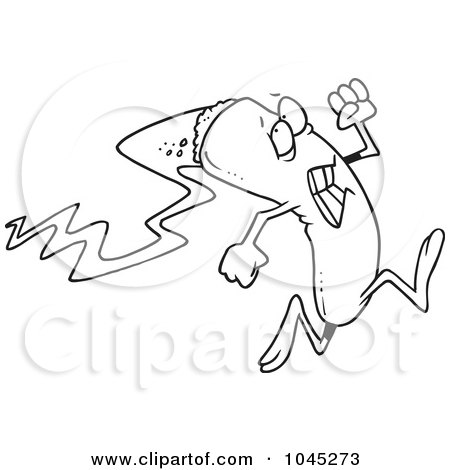 Royalty-Free (RF) Clip Art Illustration of a Cartoon Black And White Outline Design Of A Burning Cigar by toonaday