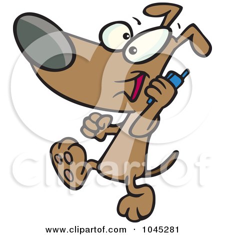 Royalty-Free (RF) Clip Art Illustration of a Cartoon Dog Talking On A Cell Phone by toonaday