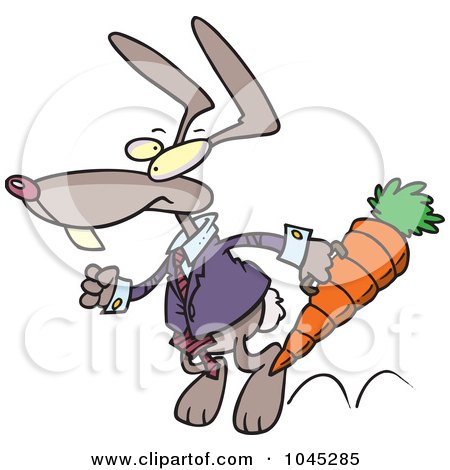 Royalty-Free (RF) Clip Art Illustration of a Cartoon Business Rabbit Carrying A Carrot Case by toonaday
