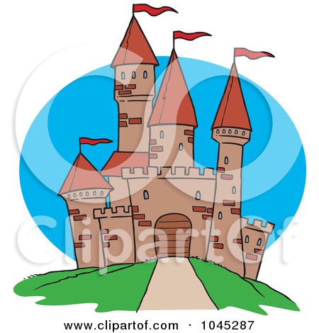 Royalty-Free (RF) Clip Art Illustration of a Cartoon Path Leading To A Castle by toonaday
