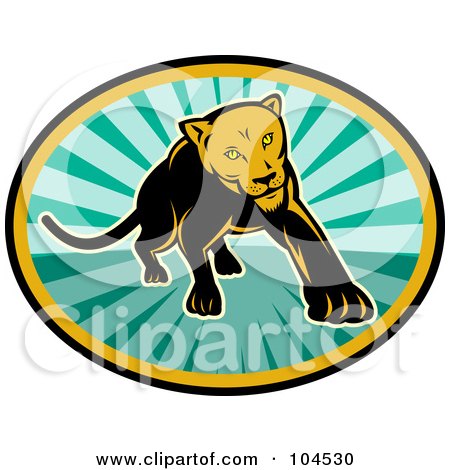 Royalty-Free (RF) Clipart Illustration of a Stalking Lion Logo by patrimonio