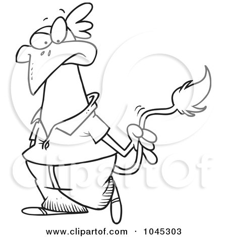 Royalty-Free (RF) Clip Art Illustration of a Cartoon Black And White Outline Design Of A Chicken Head by toonaday