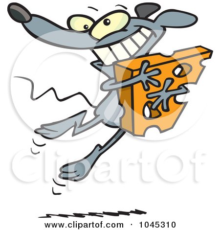 Royalty-Free (RF) Clip Art Illustration of a Cartoon Happy Mouse Hugging Cheese by toonaday