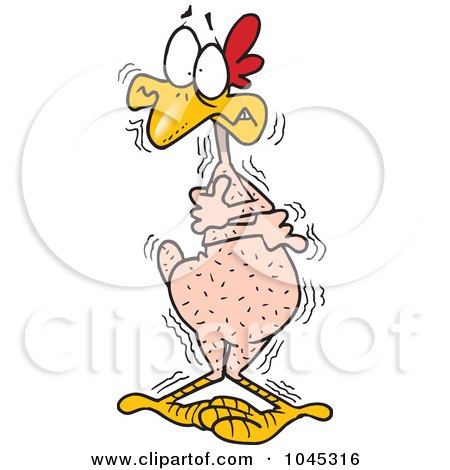 Royalty-Free (RF) Clip Art Illustration of a Cartoon Cold Featherless Chicken by toonaday
