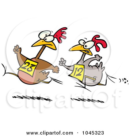 Royalty-Free (RF) Clip Art Illustration of Cartoon Racing Chickens by toonaday