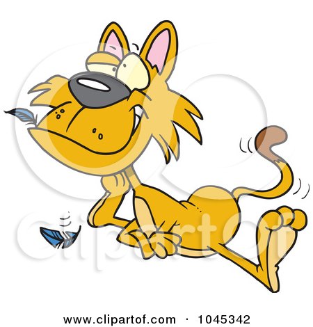 Royalty-Free (RF) Clip Art Illustration of a Cartoon Cat With A Bird In His Mouth by toonaday