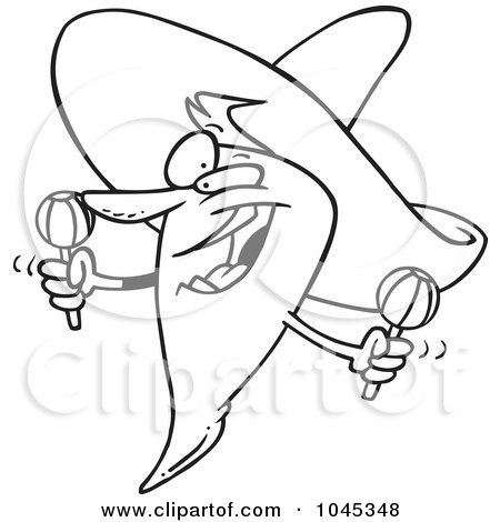 Royalty-Free (RF) Clip Art Illustration of a Cartoon Black And White Outline Design Of A Mexican Chili Pepper by toonaday