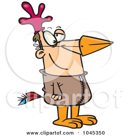 Royalty-Free (RF) Clip Art Illustration of a Cartoon Man In A Chicken Suit by toonaday