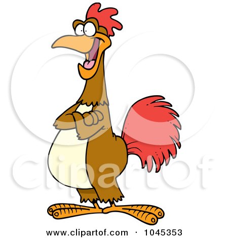 Royalty-Free (RF) Clip Art Illustration of a Cartoon Happy Rooster by toonaday
