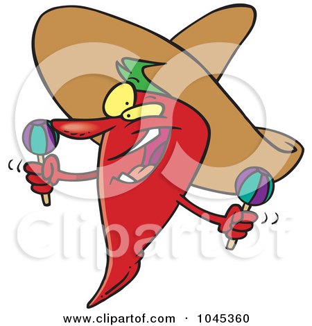 Royalty-Free (RF) Clip Art Illustration of a Cartoon Mexican Chili Pepper by toonaday