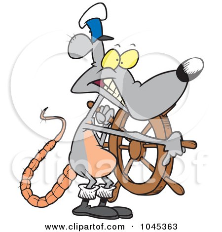 Royalty-Free (RF) Clip Art Illustration of a Cartoon Captain Rat Steering by toonaday