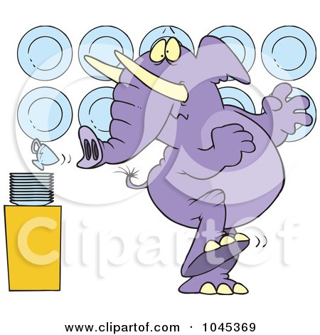 Royalty-Free (RF) Clip Art Illustration of a Cartoon Elephant In A China Shop by toonaday