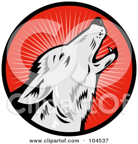 Royalty-Free (RF) Clipart Illustration of a Howling Wolf Logo by patrimonio