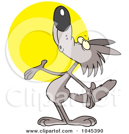 Royalty-Free (RF) Clip Art Illustration of a Cartoon Coyote Howling by toonaday