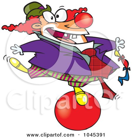 Royalty-Free (RF) Clip Art Illustration of a Cartoon Clown Balancing On A Ball by toonaday