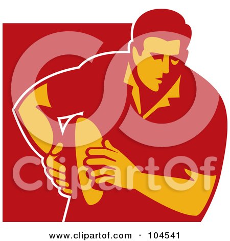 Royalty-Free (RF) Clipart Illustration of a Red Running Rugby Logo by patrimonio