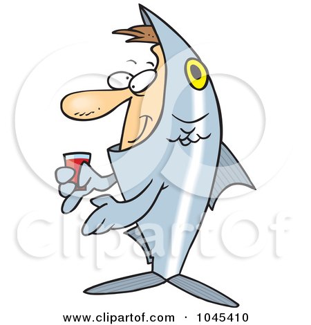 Royalty-Free (RF) Clip Art Illustration of a Cartoon Man In A Fish Costume by toonaday