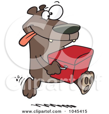 Royalty-Free (RF) Clip Art Illustration of a Cartoon Bear Stealing A Cooler by toonaday