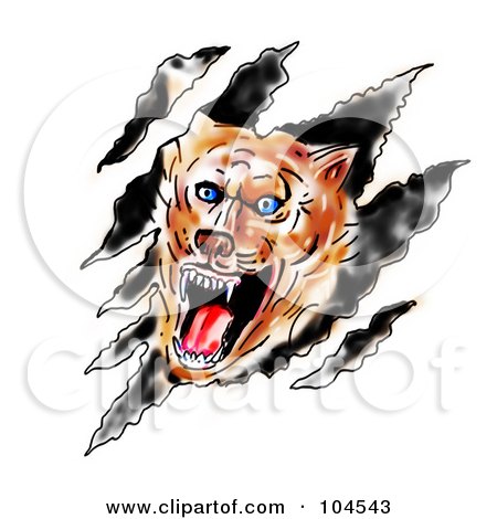 Royalty-Free (RF) Clipart Illustration of a Wolf Attacking With Scratches by patrimonio