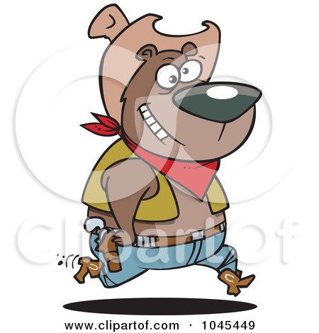 Royalty-Free (RF) Clip Art Illustration of a Cartoon Bear Cowboy by toonaday