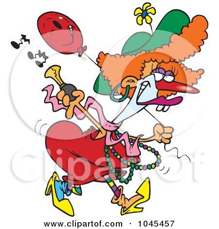 Royalty-Free (RF) Clip Art Illustration of a Cartoon Female Clown With A Horn by toonaday