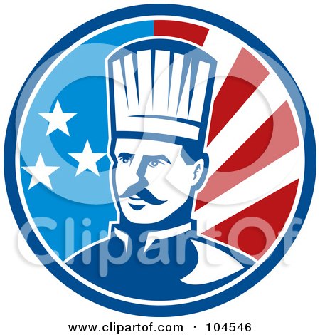 Royalty-Free (RF) Clipart Illustration of an American Male Chef Logo by patrimonio