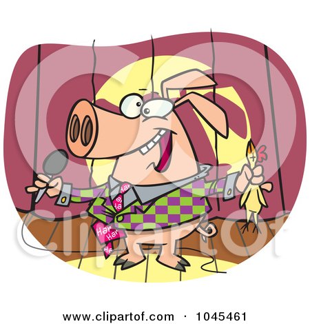 Royalty-Free (RF) Clip Art Illustration of a Cartoon Comedian Pig by toonaday