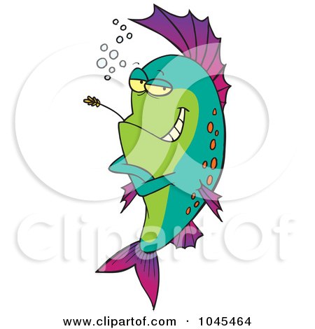 Royalty-Free (RF) Clip Art Illustration of a Cartoon Cool Fish Chewing On Straw by toonaday