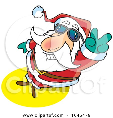 Royalty-Free (RF) Clip Art Illustration of a Cartoon Santa Gesturing Peace by toonaday