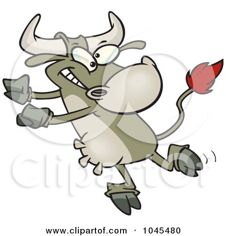 Royalty-Free (RF) Clip Art Illustration of a Cartoon Dancing Cow by toonaday